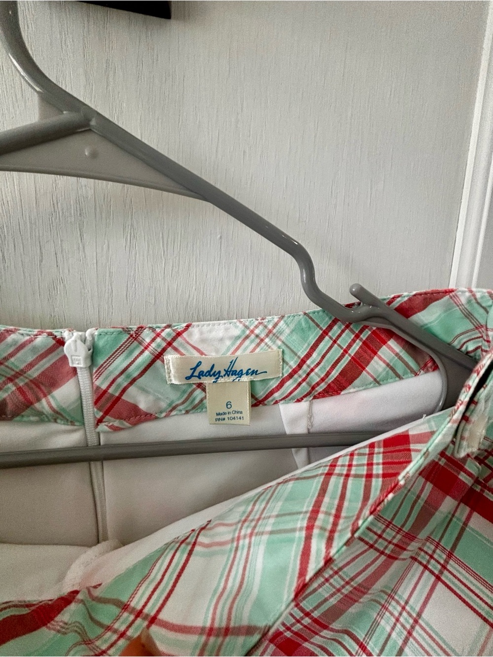 Lady Hagen White Polo and Skort with Pink & Green Plaid Trim - Picture 4 of 7